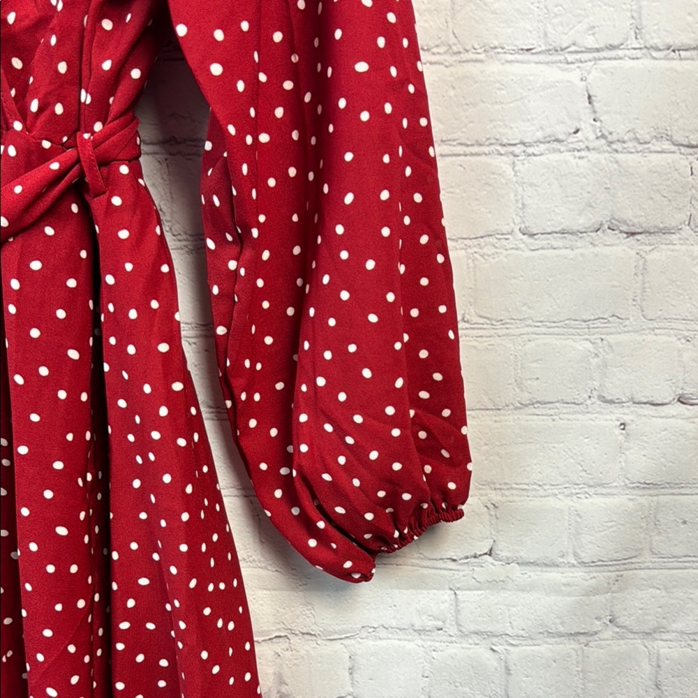 BloomChic Red & White Polka Dot Long Sleeve Dress - Picture 4 of 7